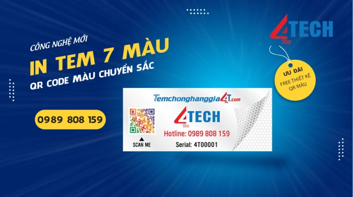 In tem hologram 7 màu công nghệ in QR Code màu chuyển sắc