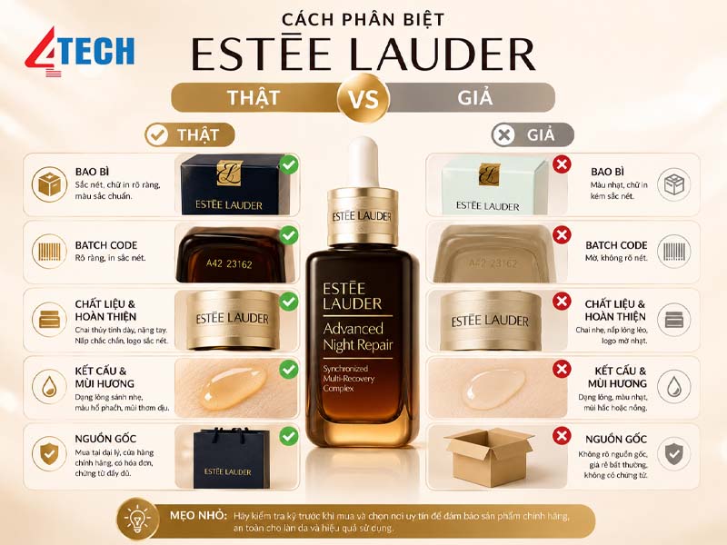 Cách phân biệt Estee Lauder thật giả chính xác 12 phan biet estee lauder that gia 4tech 02